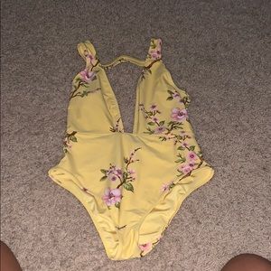 NWOT yellow one piece swimsuit